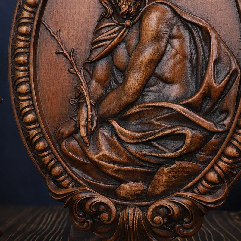 Hand Carved Jesus Contemplation Wood Plaque - Religious Wall Art for Home & Church Decor - QIADGE