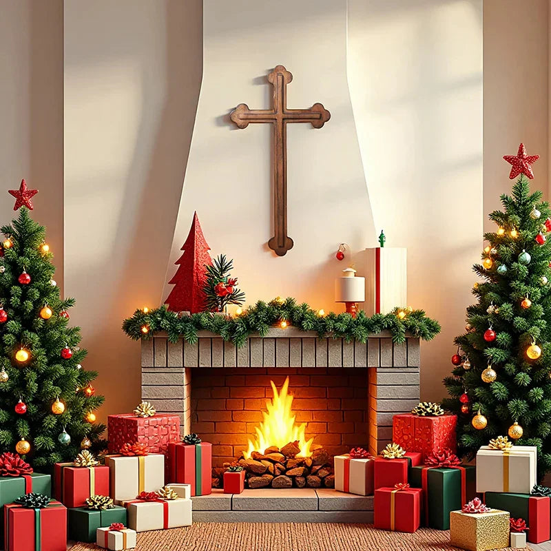 14 Inch Plain Wood Cross - Protestant Large Wall Cross - Solid Wood Church Decor - QIADGE