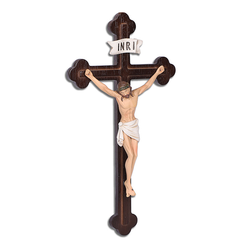 14" Jesus Crucifix - Hand Carved Suffering Christ - Church Home Altar - QIADGE