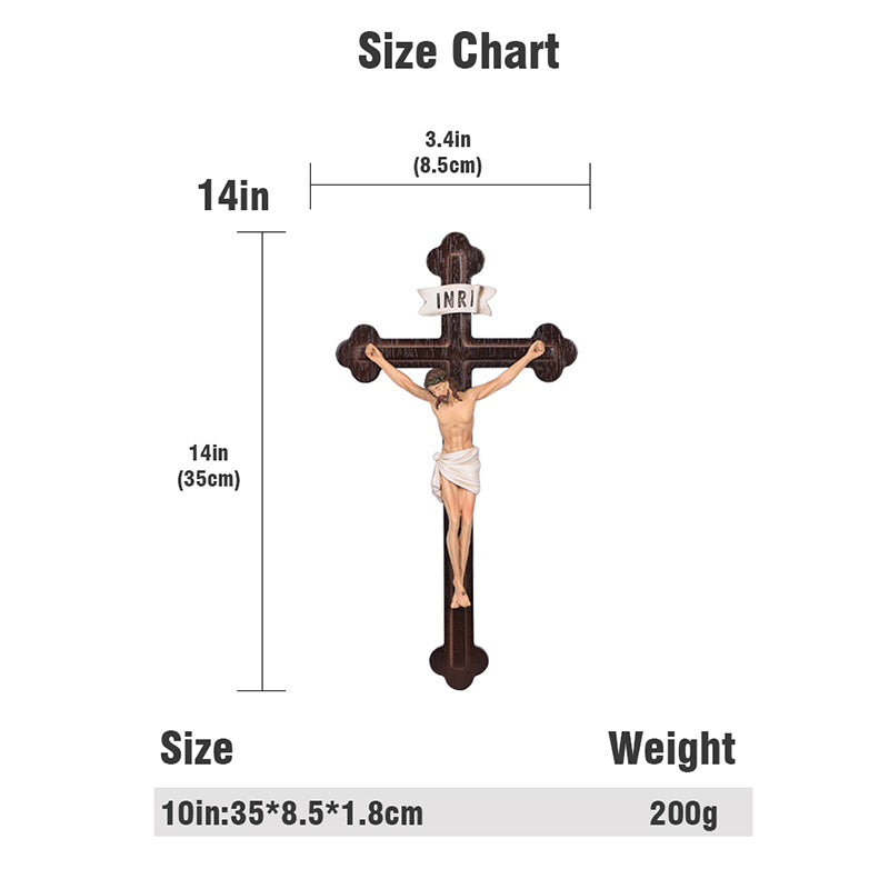 14" Jesus Crucifix - Hand Carved Suffering Christ - Church Home Altar - QIADGE