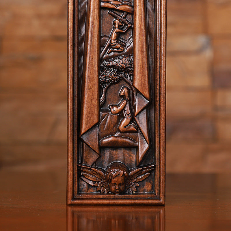 Hand Carved Jesus Crucifix - Church Wall Cross for Home Altar, Christian Gift - QIADGE