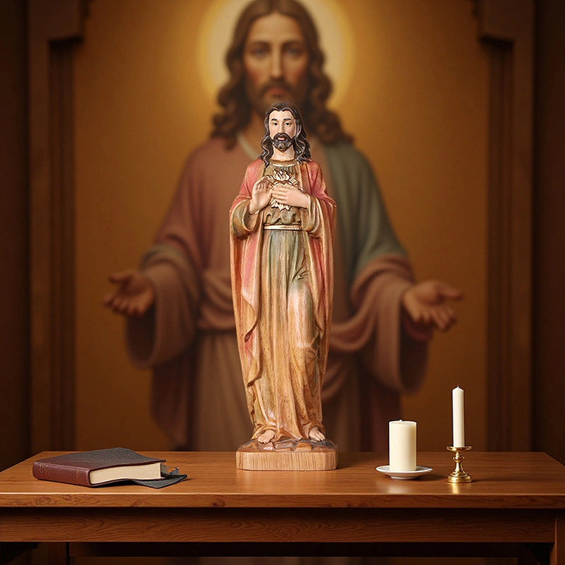 Handcrafted Jesus Blessing Hand Wood Statue | Divine Religious Decor - QIADGE