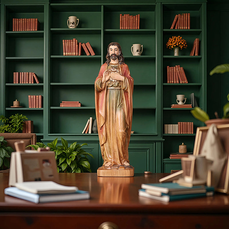 Handcrafted Jesus Blessing Hand Wood Statue | Divine Religious Decor - QIADGE