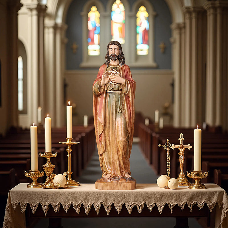 Handcrafted Jesus Blessing Hand Wood Statue | Divine Religious Decor - QIADGE