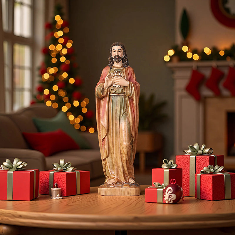 Handcrafted Jesus Blessing Hand Wood Statue | Divine Religious Decor - QIADGE