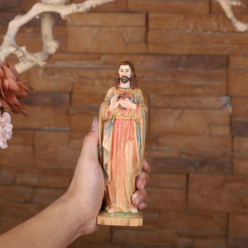Handcrafted Jesus Blessing Hand Wood Statue | Divine Religious Decor - QIADGE
