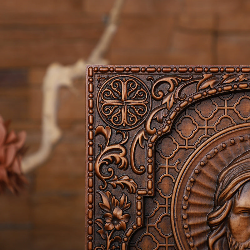 Hand Carved Sacred Heart of Jesus Statue - Catholic Devotional Wood Art, Christian Home Altar Gift - QIADGE