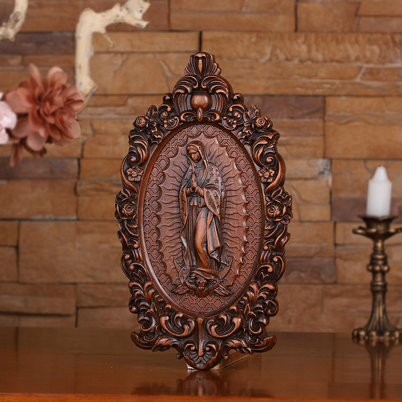 Our Lady of Guadalupe Wood Carving - Wall Mounted Saint Statue 2025 - QIADGE