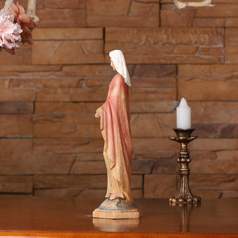 Hand-Painted Virgin Mary Wooden Statue|Blessing Hands Orans Pose|Home Altar Decor - QIADGE