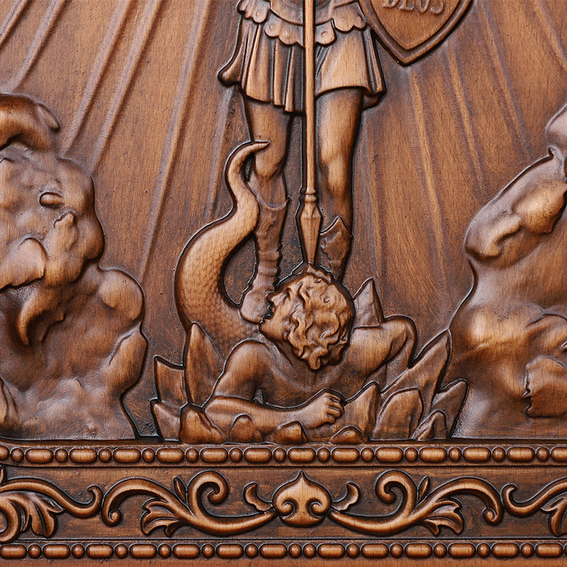 Handcrafted Archangel Michael Wooden Icon - Religious Wall Decor, Christian Gift & Best Home Altar 2025 - QIADGE