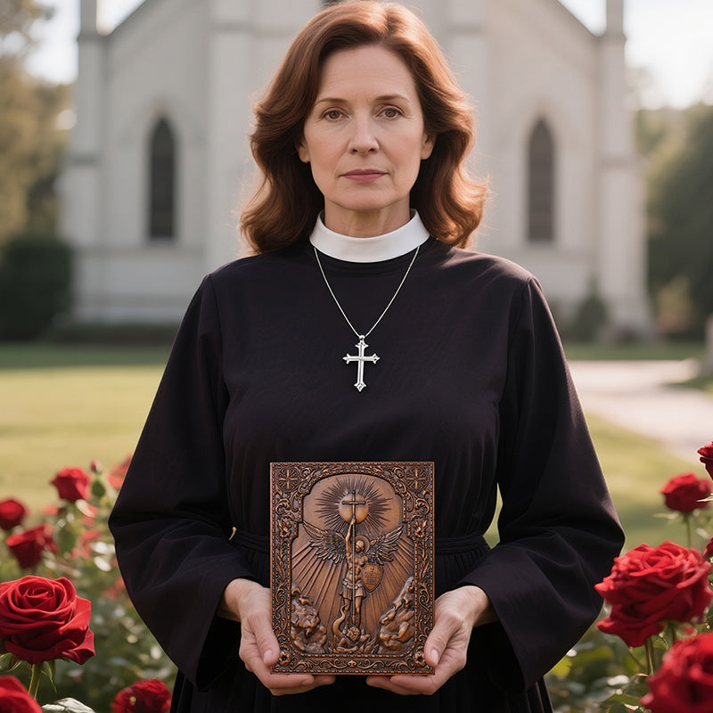 Handcrafted Archangel Michael Wooden Icon - Religious Wall Decor, Christian Gift & Best Home Altar 2025 - QIADGE