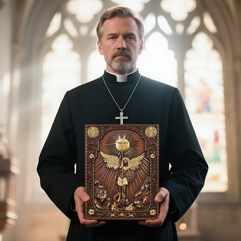 Handcrafted Archangel Michael Wooden Icon - Religious Wall Decor, Christian Gift & Best Home Altar 2025 - QIADGE