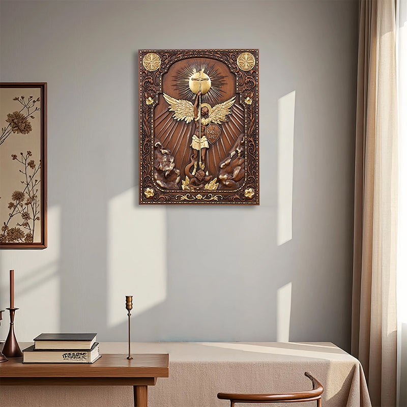 Handcrafted Archangel Michael Wooden Icon - Religious Wall Decor, Christian Gift & Best Home Altar 2025 - QIADGE