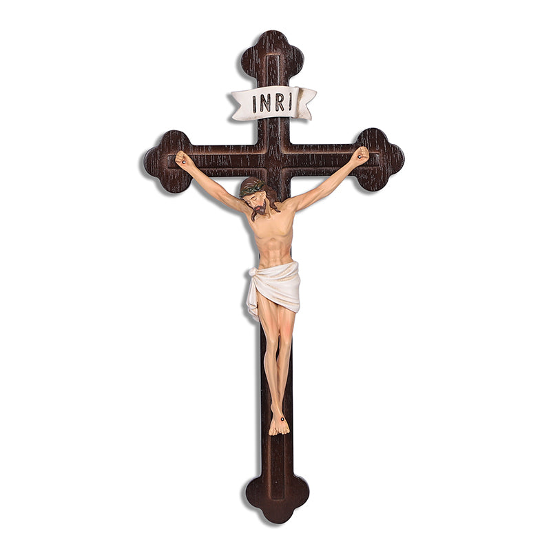 14" Jesus Crucifix - Hand Carved Suffering Christ - Church Home Altar - QIADGE