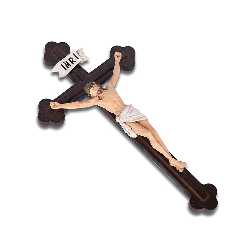 14" Jesus Crucifix - Hand Carved Suffering Christ - Church Home Altar - QIADGE
