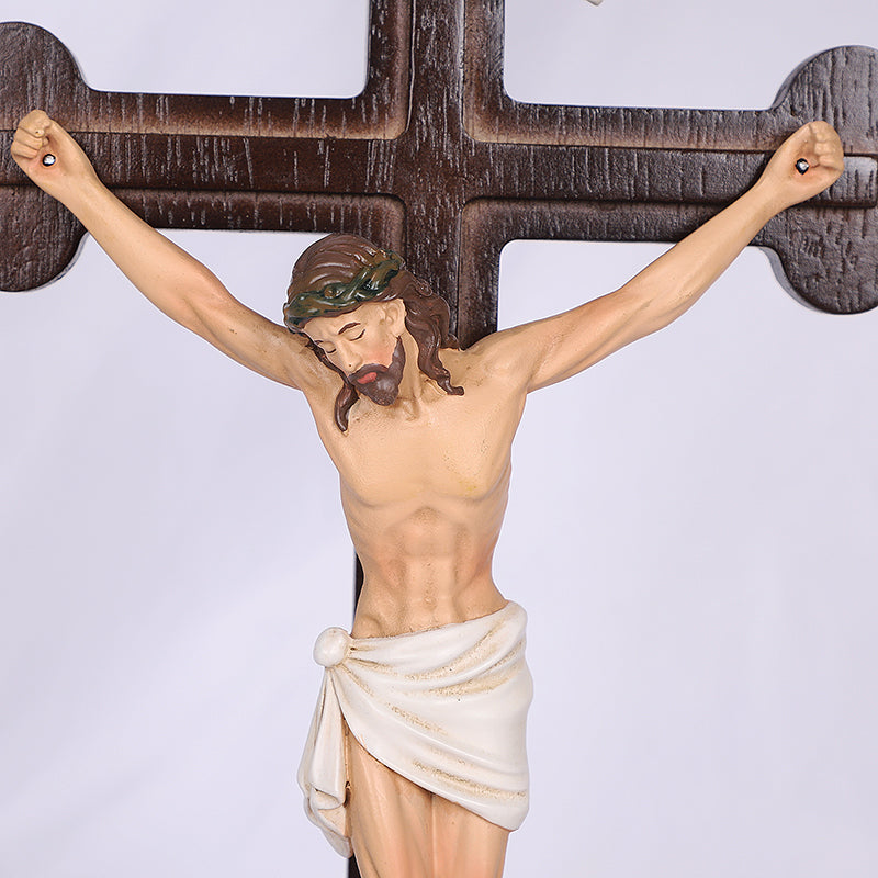14" Jesus Crucifix - Hand Carved Suffering Christ - Church Home Altar - QIADGE