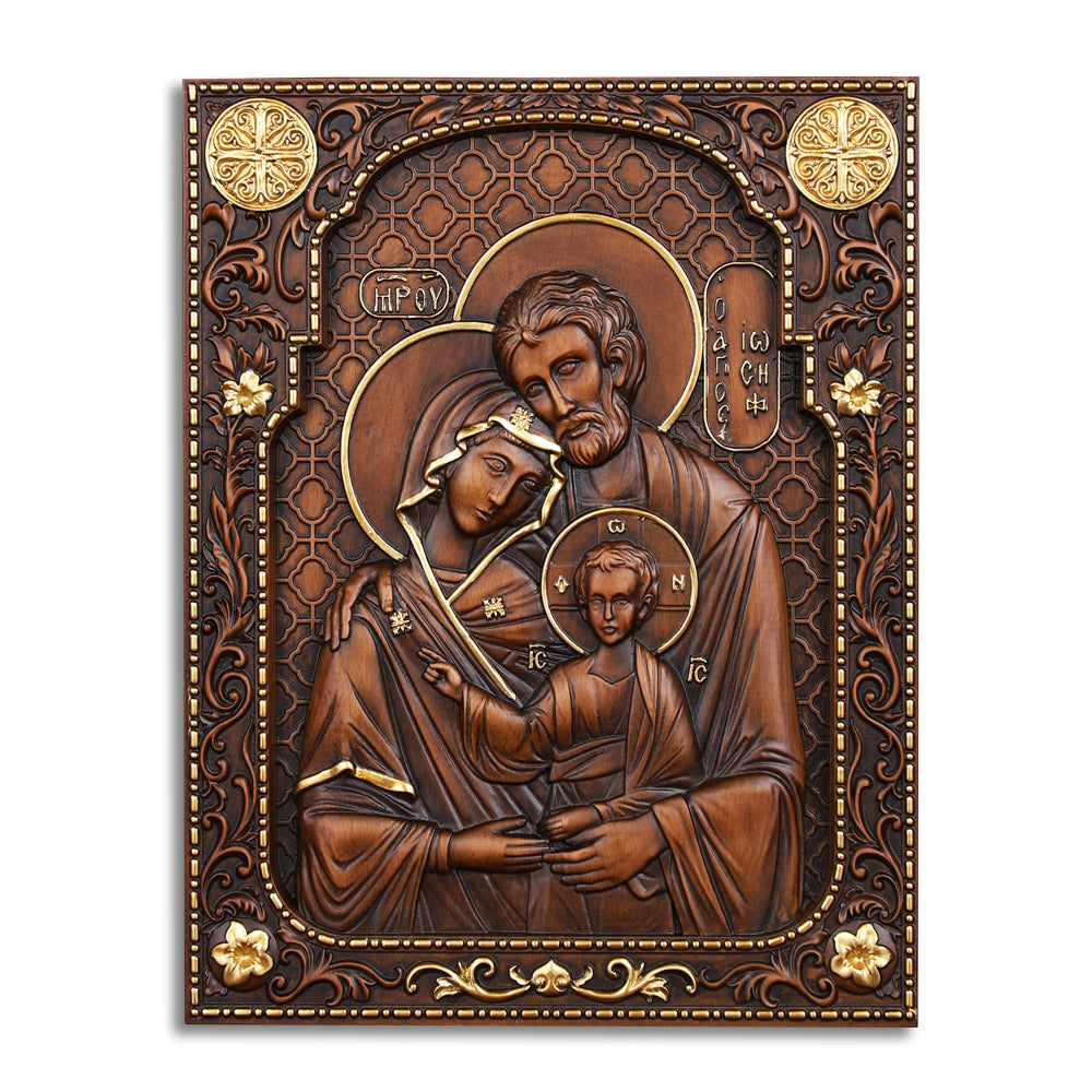 Holy Family Nativity Hand Carved Wood Sculpture - Christmas Manger Scene, Christian Altar Decor & Baptism Gift - QIADGE