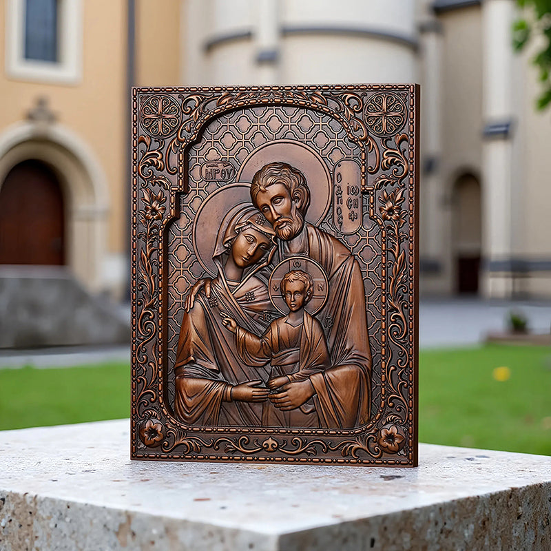 Holy Family Nativity Hand Carved Wood Sculpture - Christmas Manger Scene, Christian Altar Decor & Baptism Gift - QIADGE