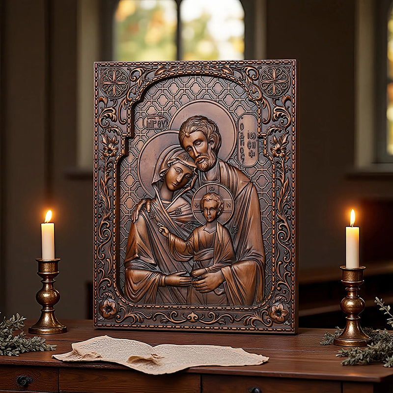 Holy Family Nativity Hand Carved Wood Sculpture - Christmas Manger Scene, Christian Altar Decor & Baptism Gift - QIADGE