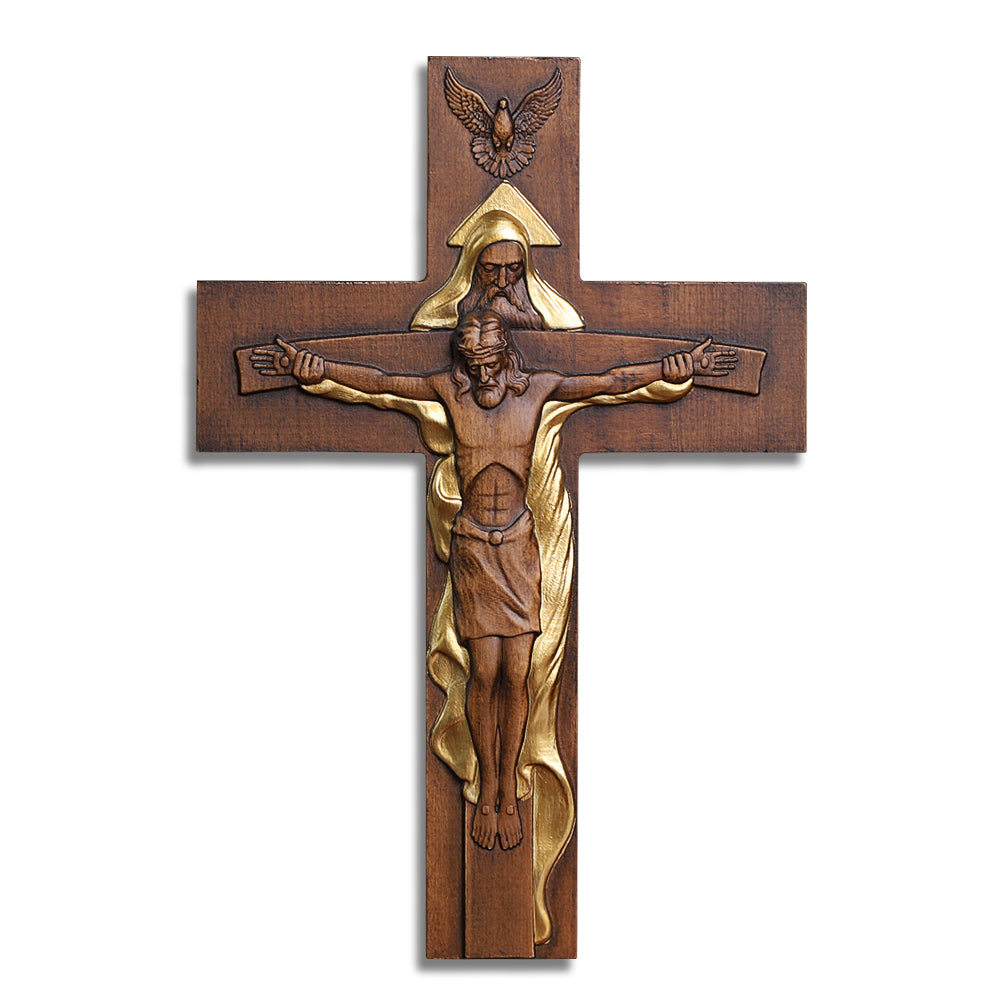 Holy Trinity Wood Cross - Meaningful Christian Gift & Religious Home Decor - QIADGE