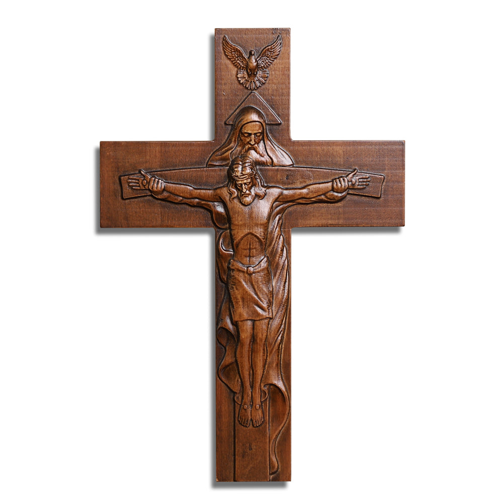 Holy Trinity Wood Cross - Meaningful Christian Gift & Religious Home Decor - QIADGE