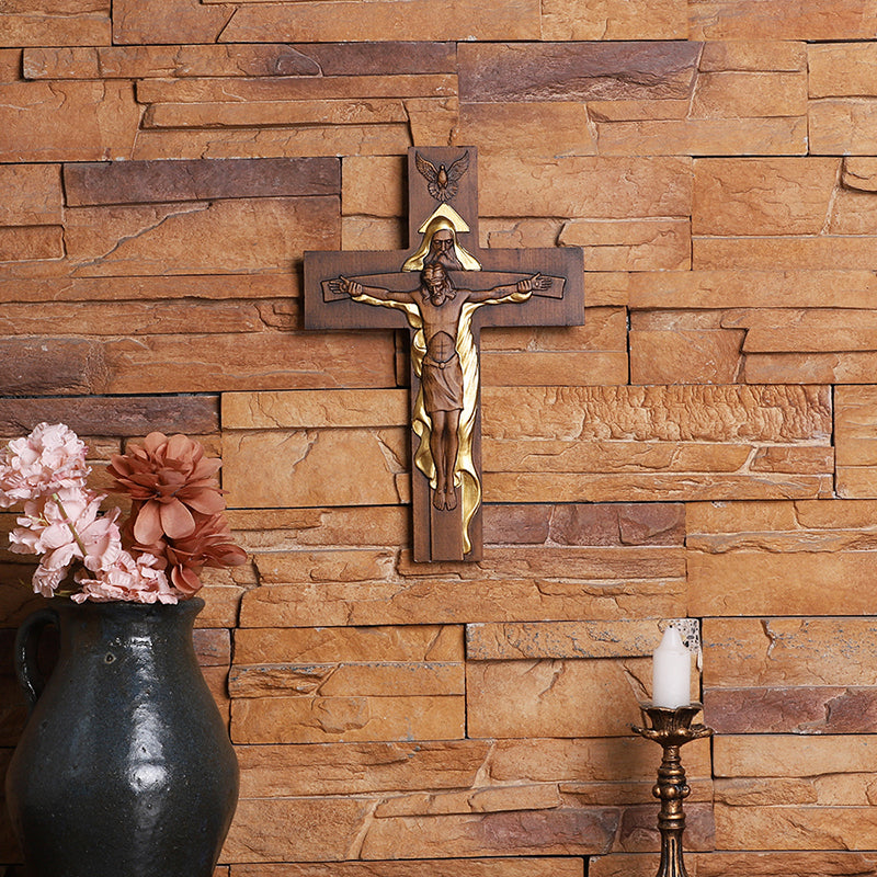 Holy Trinity Wood Cross - Meaningful Christian Gift & Religious Home Decor - QIADGE
