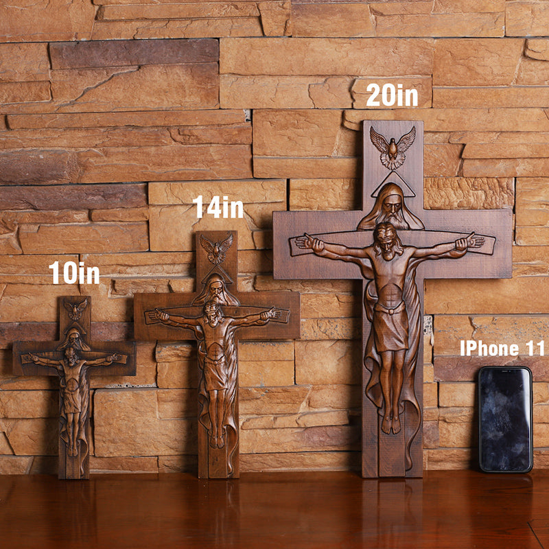 Holy Trinity Wood Cross - Meaningful Christian Gift & Religious Home Decor - QIADGE