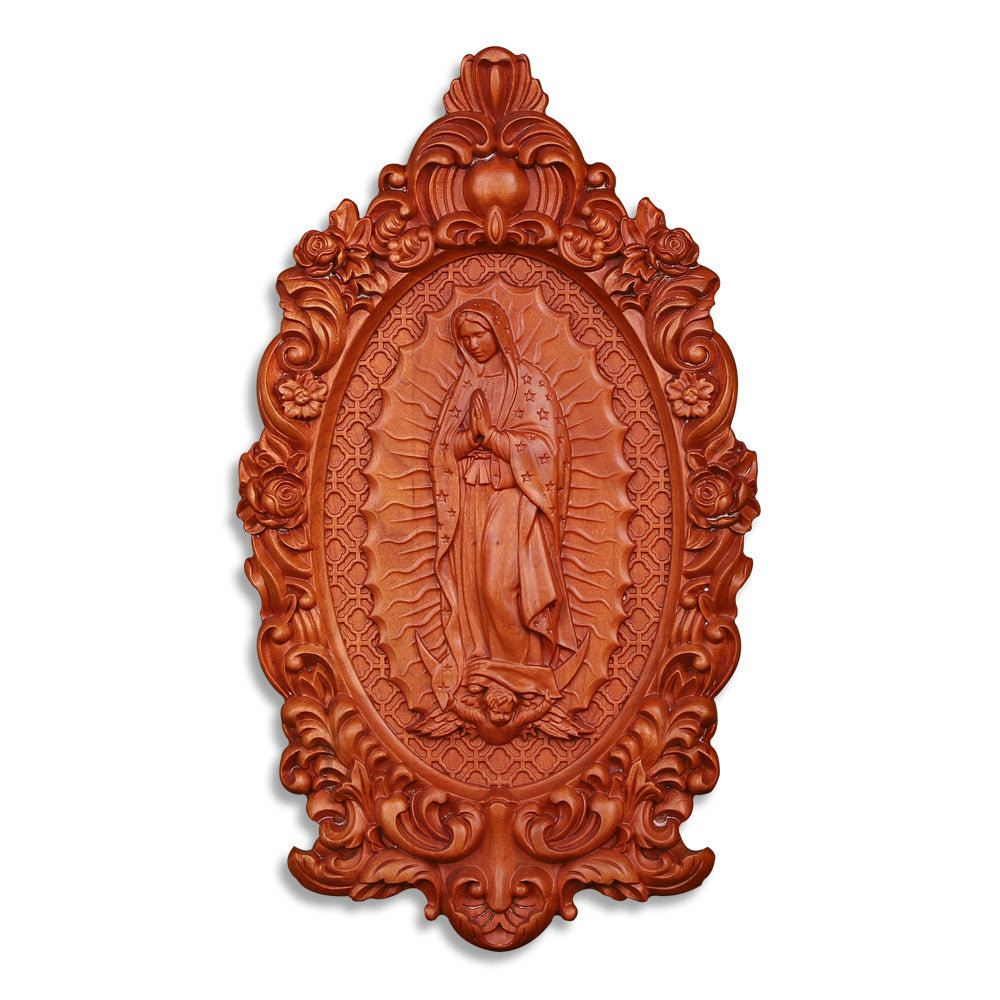 Our Lady of Guadalupe Wood Carving - Wall Mounted Saint Statue 2025 - QIADGE