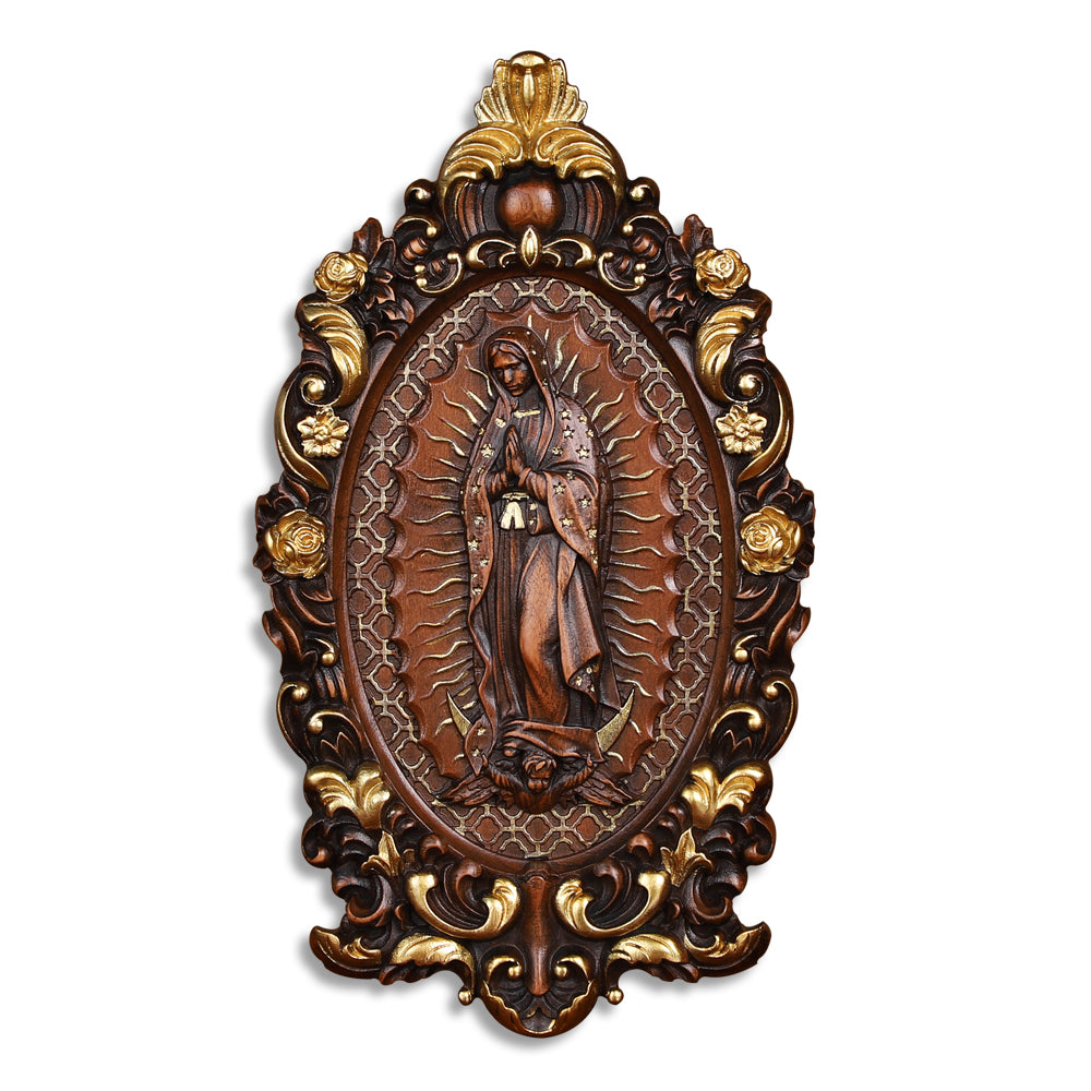 Our Lady of Guadalupe Wood Carving - Wall Mounted Saint Statue 2025 - QIADGE