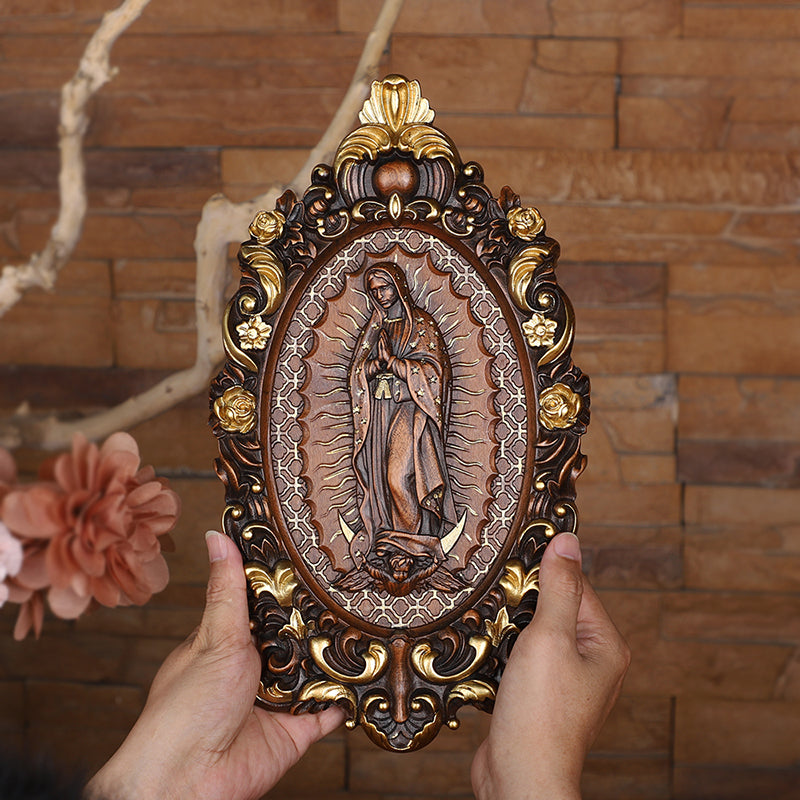 Our Lady of Guadalupe Wood Carving - Wall Mounted Saint Statue 2025 - QIADGE
