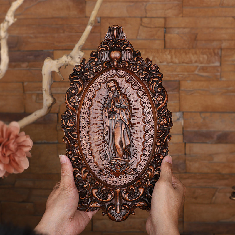 Our Lady of Guadalupe Wood Carving - Wall Mounted Saint Statue 2025 - QIADGE