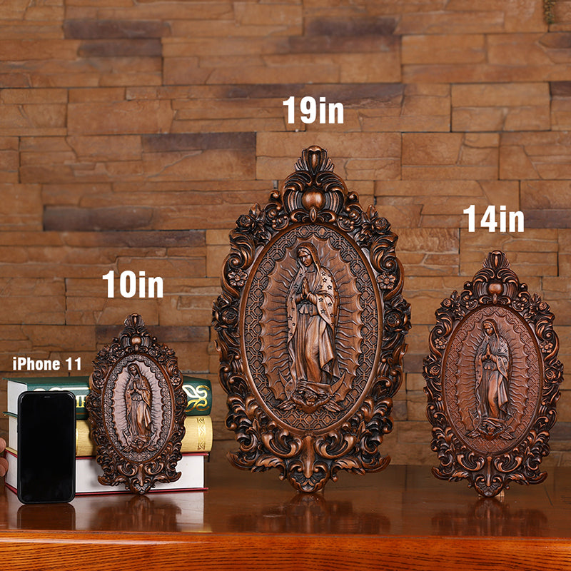 Our Lady of Guadalupe Wood Carving - Wall Mounted Saint Statue 2025 - QIADGE