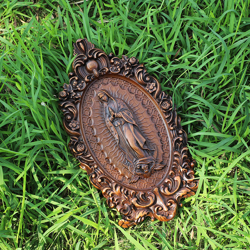 Our Lady of Guadalupe Wood Carving - Wall Mounted Saint Statue 2025 - QIADGE