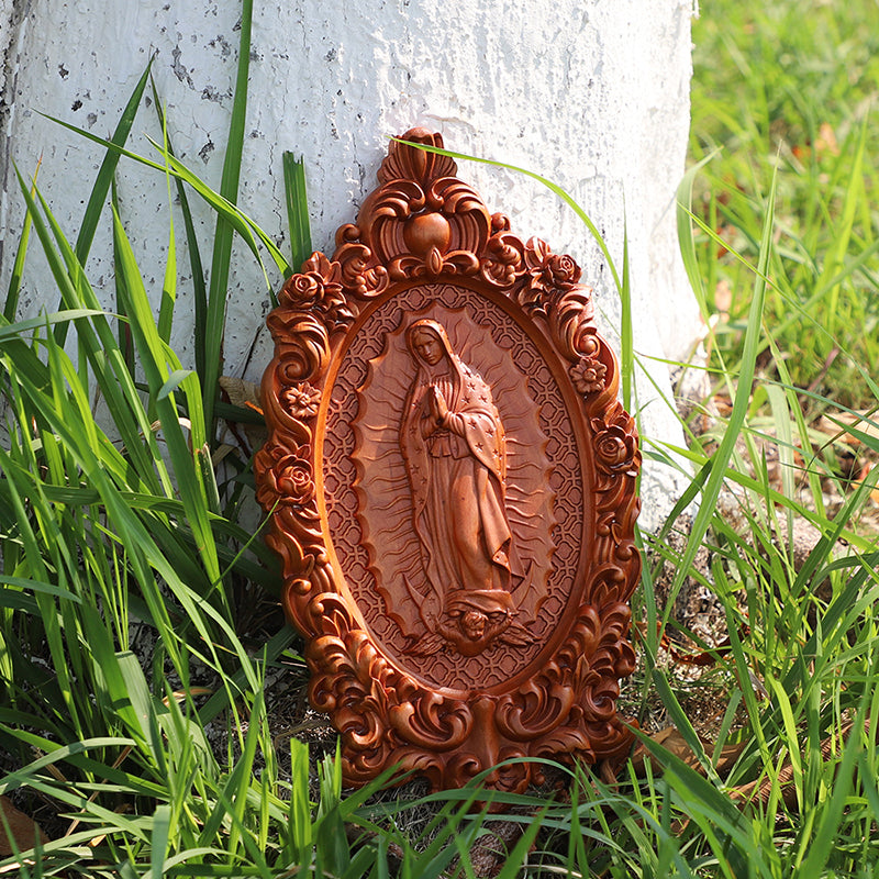 Our Lady of Guadalupe Wood Carving - Wall Mounted Saint Statue 2025 - QIADGE