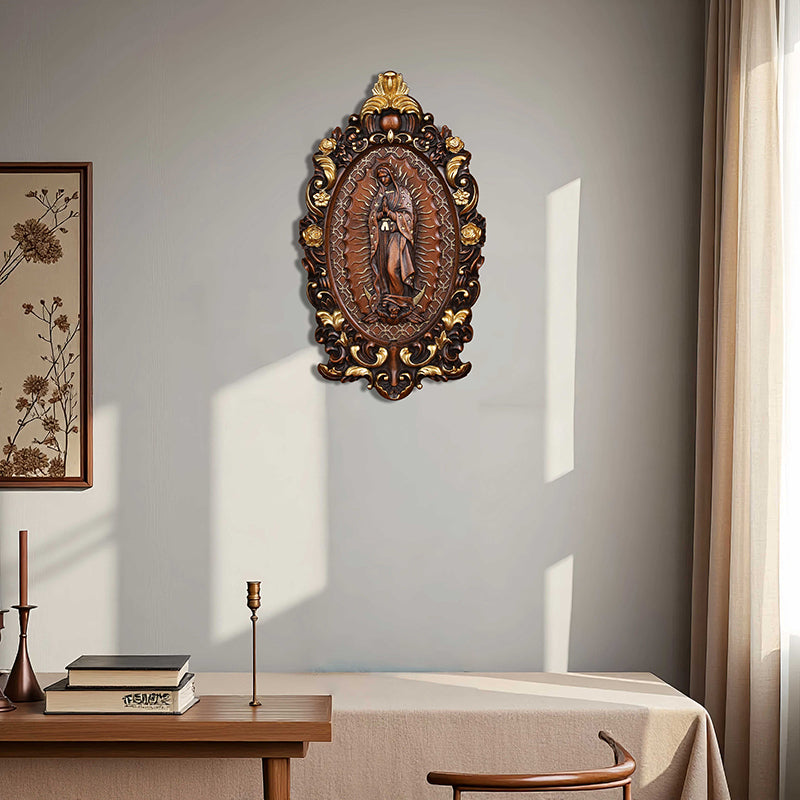 Our Lady of Guadalupe Wood Carving - Wall Mounted Saint Statue 2025 - QIADGE
