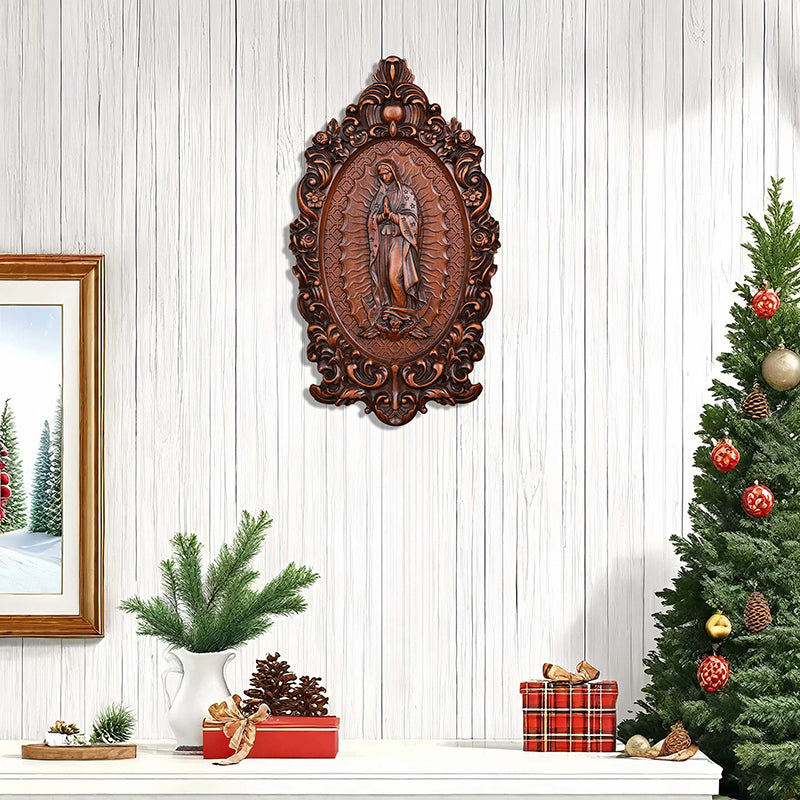 Our Lady of Guadalupe Wood Carving - Wall Mounted Saint Statue 2025 - QIADGE