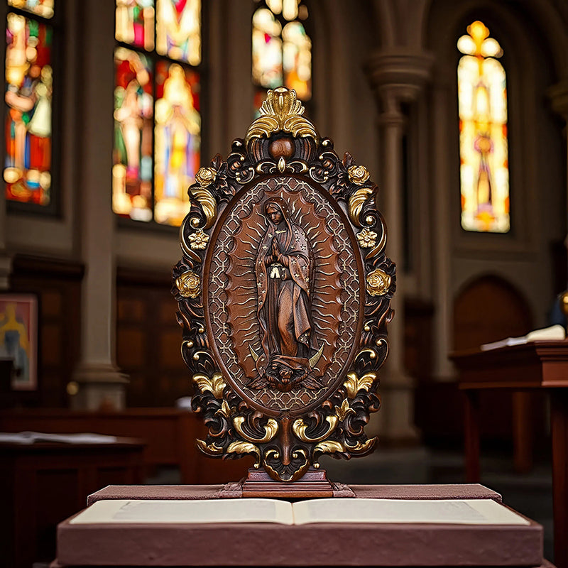 Our Lady of Guadalupe Wood Carving - Wall Mounted Saint Statue 2025 - QIADGE