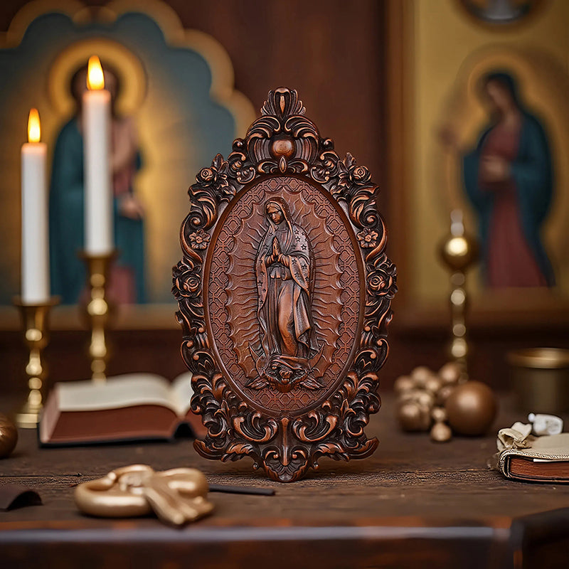 Our Lady of Guadalupe Wood Carving - Wall Mounted Saint Statue 2025 - QIADGE